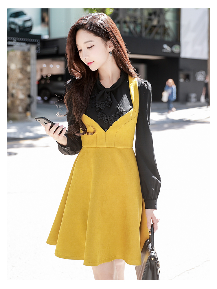 Búp bê lớn màu hồng mùa thu mới của phụ nữ thời trang retro khí eo Một hình đu lớn eo cao vest váy váy liền thân chữ a
