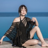 Шерстяной трикотажный пляжный купальник, куртка, одежда для защиты от солнца, большой размер