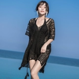 Шерстяной трикотажный пляжный купальник, куртка, одежда для защиты от солнца, большой размер