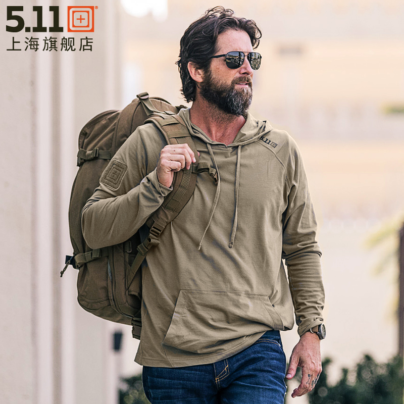 5.11 tactical long sleeve men's sweatshirt pullover hoody outdoor casual wear 72139 soft light and thin breathable top