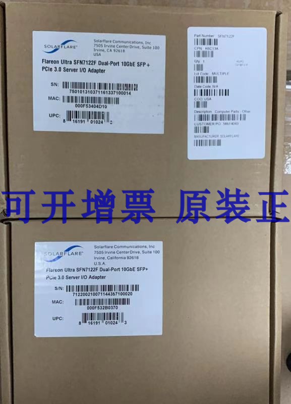 Promotion Original plant solarflare SFN7122F Double mouth 10,000 trillion Low Delay Hardware Time Stamped Network Card