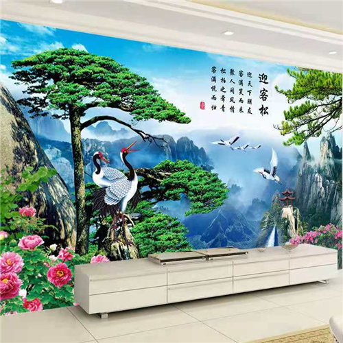 Tile Background Wall Landscape Living-room TV Background Wall Brick 3D Engraving Scenery Outdoor Wall Painting Flowing Water Raw