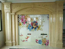 Customized TV background wall European-style living room full-body granite marble Roman columns double-column stone Roman columns