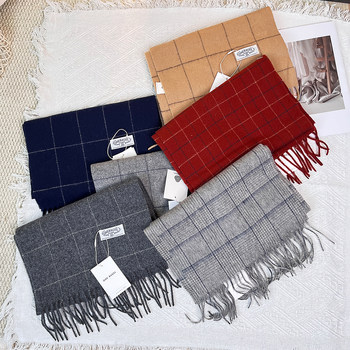 Couple's Style British-Style Plaid 100% Wool Scarf, Vintage Versatile Commuter Shawl, Warm for Both Men and Women