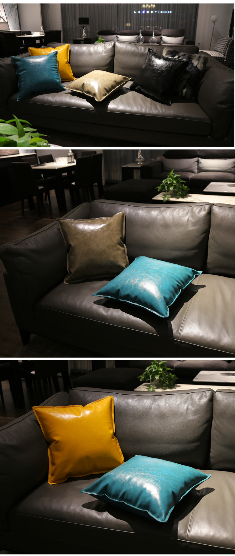 Dầu sáp da gối gối đệm màu rắn mô phỏng sang trọng da sofa đệm văn phòng pu da gối giường - Trở lại đệm / Bolsters Bộ chăn gối hình thú