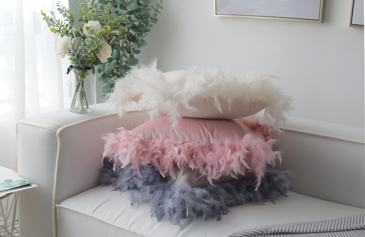 Bắc Âu in lông thật ôm gối đệm sofa gối công chúa màu hồng cô gái văn phòng nhà đạo cụ chụp ảnh - Trở lại đệm / Bolsters gối vuông tựa lưng sofa