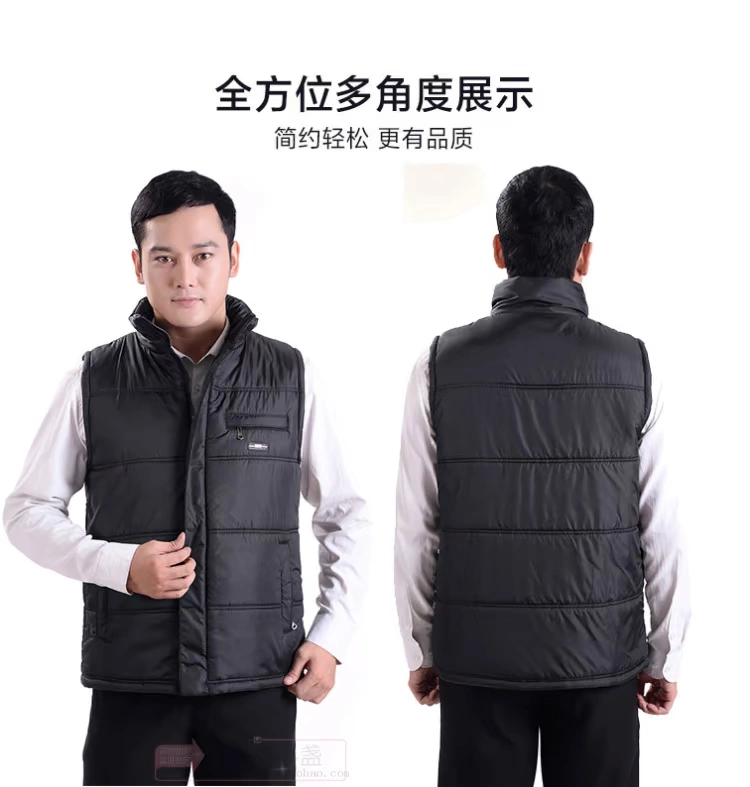 Áo vest nam trung niên cotton không tay vest nam trung niên dày áo ấm đứng cổ áo vest mùa thu và mùa đông cha quần áo cotton áo khoác giả vest nam hàn quốc