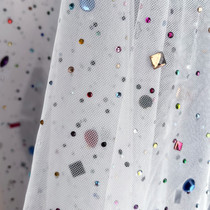 Heavy Work Hand Nail Pearl Bright Sheet Hot Diamond Mesh Gauze Material Wedding Dress Dress Exterior View Brigade Filming Walking Show Performance Clothing Fabric