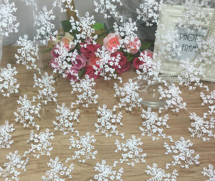 Delicate ultra-dense cotton thread small flower embroidered web yarn lace fabric fabric American gauze yarn wedding dress lace fabric