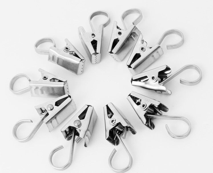 GOOD USE SMALL SIMPLE CURTAIN CLIPS SPECIAL HARD THICKENED NO-SCRATCHES STAINLESS STEEL CURTAIN CLIPS SMALL HOOKS CURTAIN ACCESSORIES