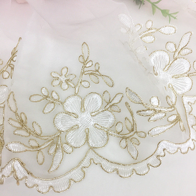 Eurostyle high-end gold and silver color strands car bones Eugen yarn embroidery lace lace lace bridal dress with lace accessories