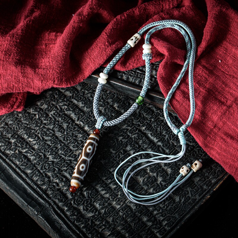 Natural to pure old material jade myelon six eyes piercing gold necklace pendant male and female couple of gold knife chain match