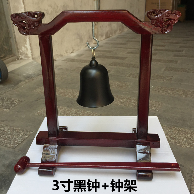 Because of the Edge Cabinet Buddha Pendulum Pieces The Pure Bronze Imperial Bell 3 Inch Black Bell Earth Bell Solid Wood Earth Clock Frame Complete Set