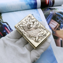 Zorro Heavy Armor Brass Thickened Kerosene Lighter 210g 912S Custom Carved 3D Embossed Lotus Carp