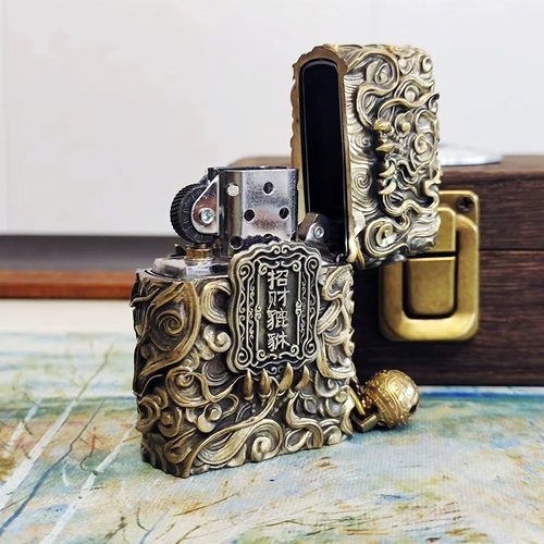 Zippo Ligher Zhibao Официальный тяжелый бронированный наклейка Pixiu Relief Limited Men's Gift