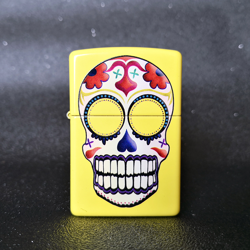 American original ZIPPO kerosene lighter lemon yellow matte paint painted clown skull windproof male gift