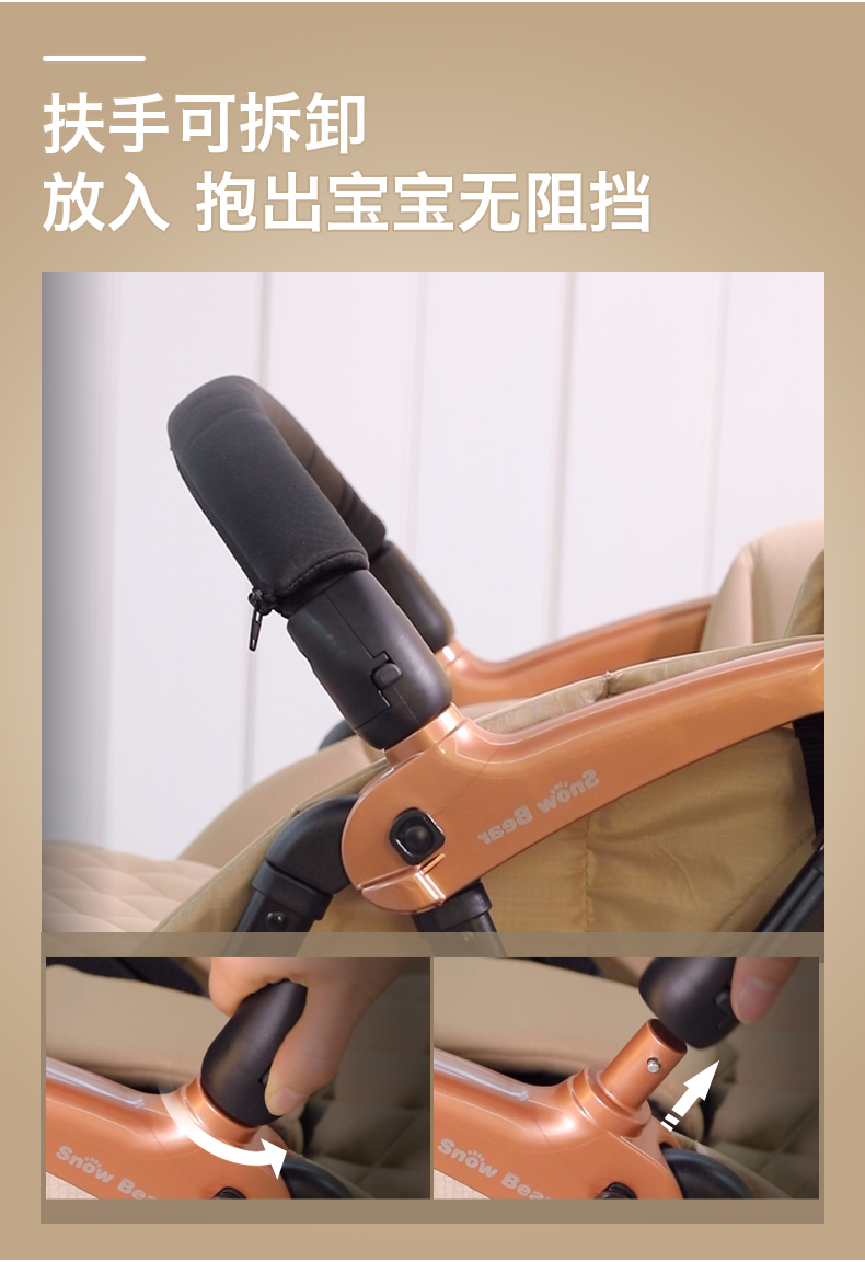 Xe đẩy gấu trắng nhỏ có thể ngồi ngả siêu nhẹ di động gấp em bé ô bốn bánh xe đẩy trẻ em - Xe đẩy / Đi bộ các loại xe đẩy cho bé