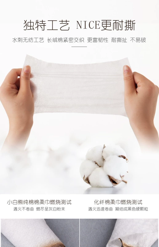 Gấu trắng nhỏ Khăn bông cho bé Sơ sinh ướt và khô Khăn không ướt [100 bơm * 18 gói] khăn ướt cho bé giá tốt