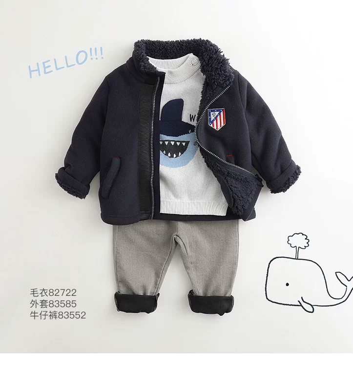 Marcjanie Mark Jenny quần áo mùa thu đông mới cho bé trai áo khoác lông cừu thoải mái 83585 áo khoác cho be gái 12 tuổi