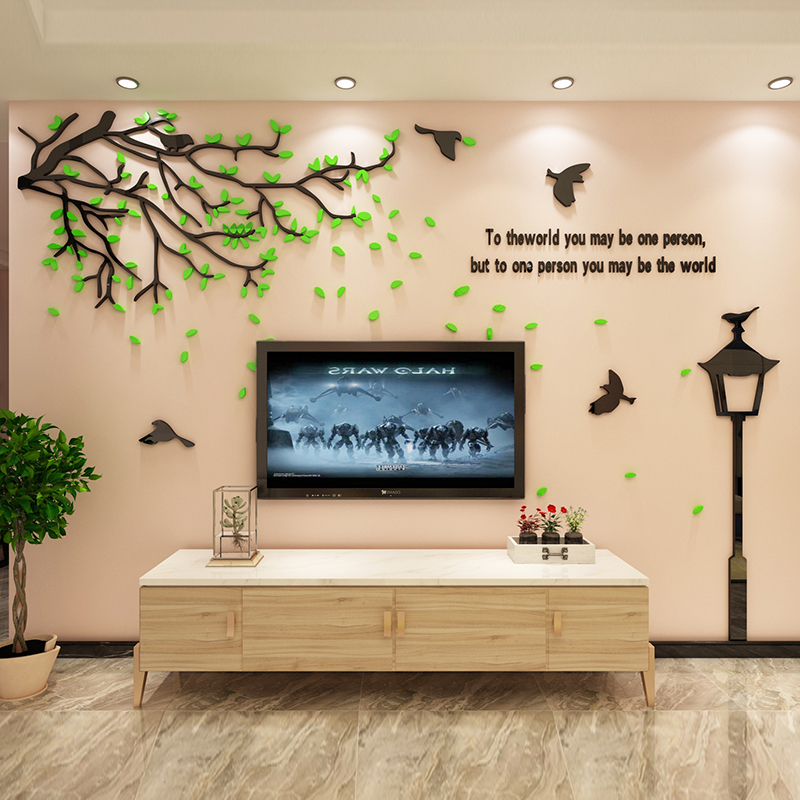 Living room sofa TV wall decoration pendant painting 3d three-dimensional room bedroom layout background self-adhesive wallpaper
