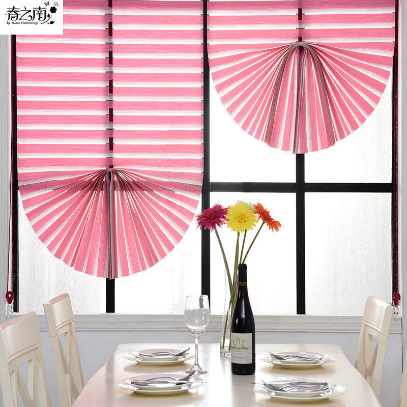 Spring south fan-shaped lifting curtain Living room bedroom roller curtain Custom American blackout Roman curtain Linen curtain
