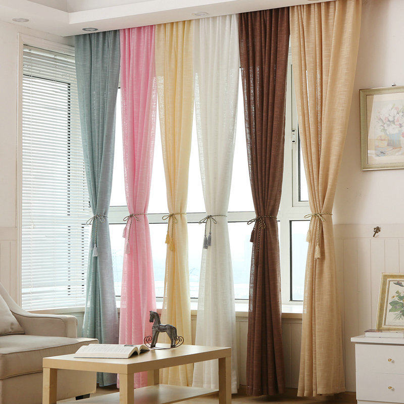 Modern simple yarn curtain white yarn cotton linen curtain cotton Jatropha yarn curtain custom balcony living room partition curtain net red