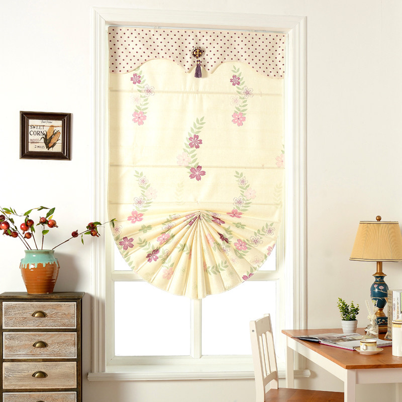 South of Spring Modern Simple Roller Blind Blackout Chenille Roman Blind Printed Fan-Shaped Curtain Study Room Dining Room Partition Curtain