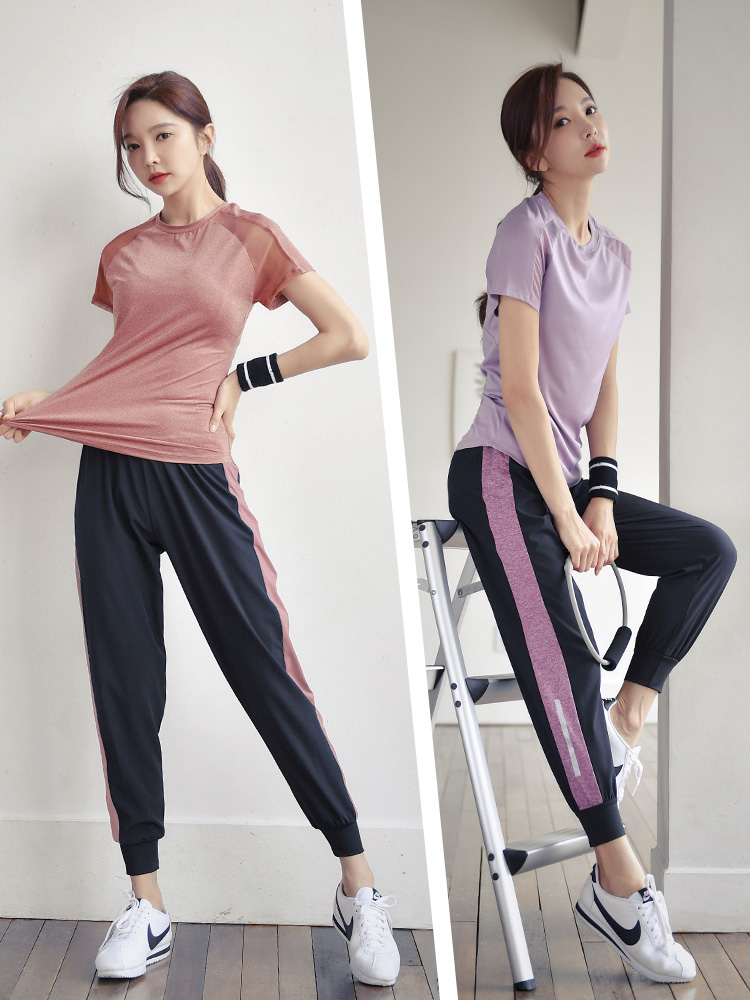 Gym sports suit Women's summer thin outdoor quick-drying morning running clothes Professional yoga clothing loose