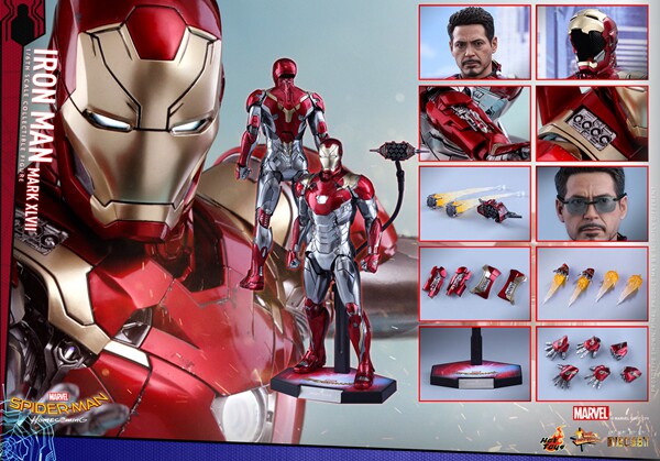 HT 1 6 MMS427D19 Die Cast Alloy Spiderman Homecoming Iron Man MK47 reprint available now