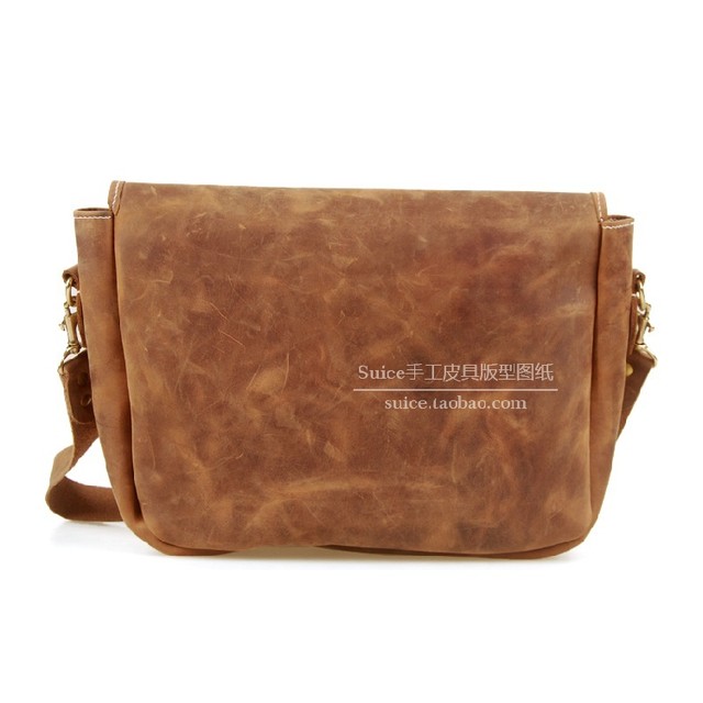 Handmade Leather Bag Pattern Diagram Men's Messenger Bag Leather Pattern Diagram Leather Hand-Sewing DIY Pattern