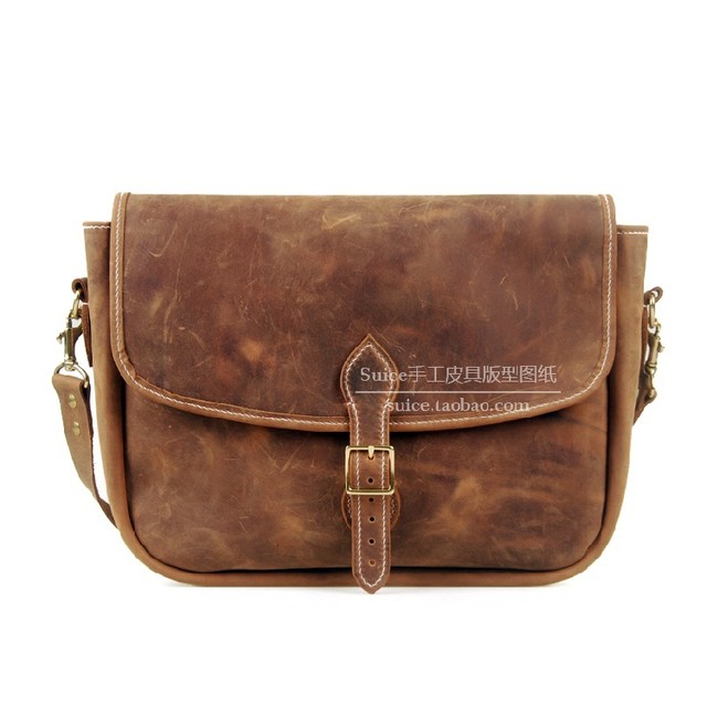 Handmade Leather Bag Pattern Diagram Men's Messenger Bag Leather Pattern Diagram Leather Hand-Sewing DIY Pattern