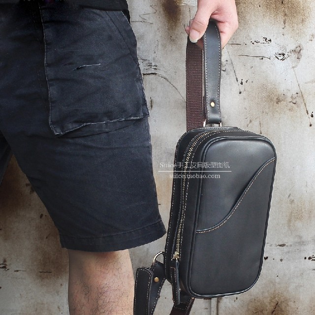Handmade Leather Waist Bag Pattern, Men's Chest Bag Pattern, Professional Leather Bag Pattern