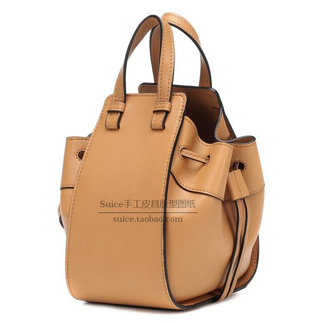 Leather Goods Handmade DIY Bag Drawings Hammock Bag Crossbody Handbag Cowhide Vegetable Basket Drawstring Bucket Bag Version