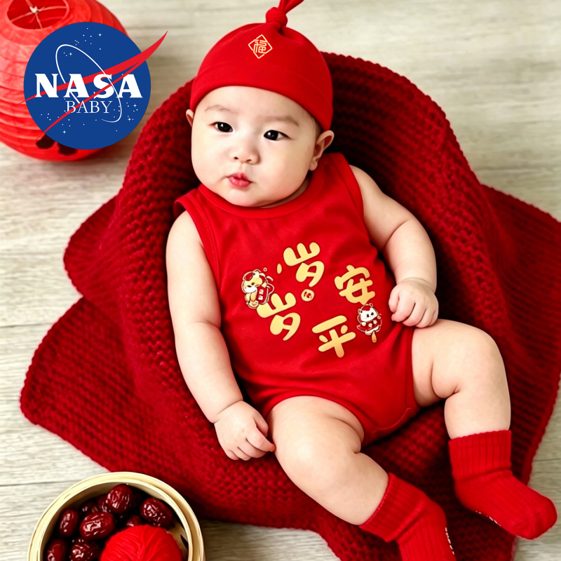 Summer Baby Sleeveless Vest Baby Romper Pure Cotton Full Month Birthday Hundred Days Festive Red Photo Shoot Thin Outfit Summer Baby Sleeveless Vest Baby Romper Pure Cotton Full Month Birthday Hundred Days Festive Red Photo Shoot Thin Outfit