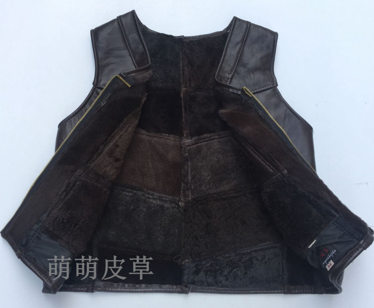 Fur một chiếc áo len nam mùa thu và mùa đông áo khoác da bằng da cừu vai vest giản dị dày ấm cũ áo bông áo ghi lê nam