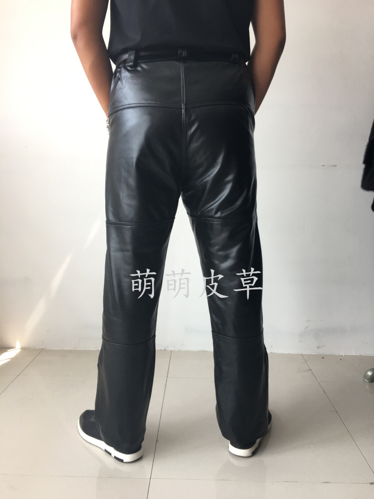 Quần da cừu lớp đầu tiên quần nam trung niên lỏng lẻo mùa thu và mùa đông xe máy xe máy quần da cừu kích thước lớn thời trang nam cao cấp