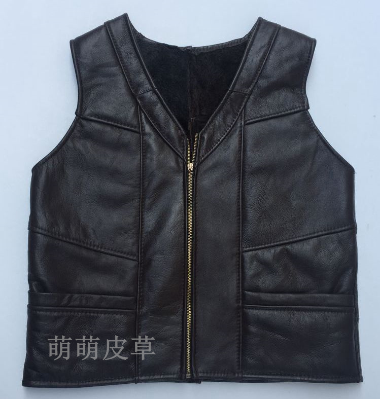 Fur một chiếc áo len nam mùa thu và mùa đông áo khoác da bằng da cừu vai vest giản dị dày ấm cũ áo bông áo ghi lê nam