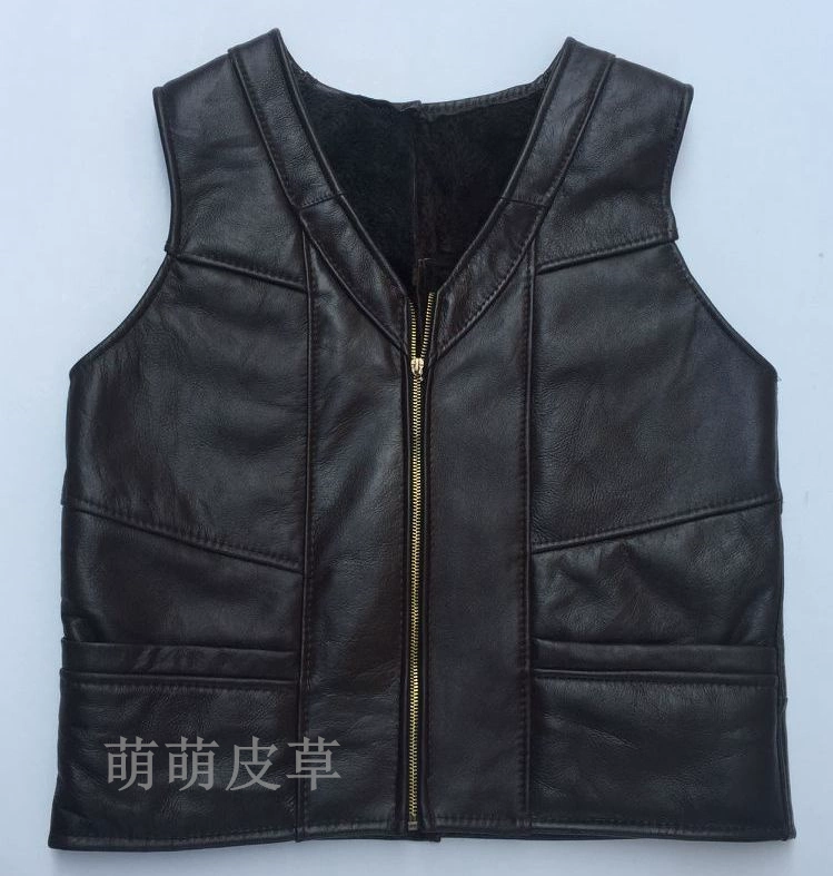 Fur một chiếc áo len nam mùa thu và mùa đông áo khoác da bằng da cừu vai vest giản dị dày ấm cũ áo bông áo lông vũ