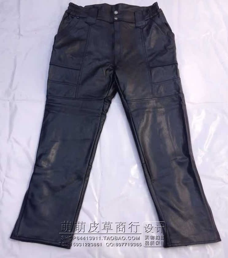 Quần da cừu lớp đầu tiên quần nam trung niên lỏng lẻo mùa thu và mùa đông xe máy xe máy quần da cừu kích thước lớn thời trang nam cao cấp