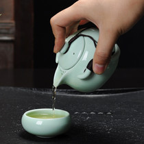 Japanese-style Dingyao matte hand-grabbing pot kung fu tea ceremony supplies bubble teapot with leakage Cup ceramic red teapot