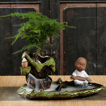 Purple tea favor decoration boutique ke yang asparagus ceramic flower monk tea decoration Zen back incense