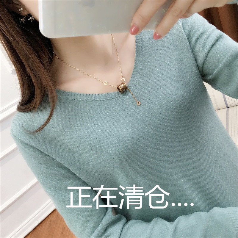 Clearance (spike 39 yuan)cardigan women V-neck autumn and winter knitted cashmere sweater loose round neck bottom sweater women