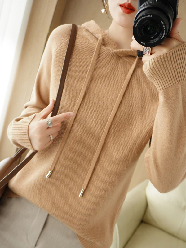 Spring and Autumn New Style Hooded Cashmere Sweater for Women, Thickened Sweater, Casual Sweatshirt with Mesh Front, Loose Fit, Plus Size, Trendy Spring and Autumn New Style Hooded Cashmere Sweater for Women, Thickened Sweater, Casual Sweatshirt with Mesh Front, Loose Fit, Plus Size, Trendy