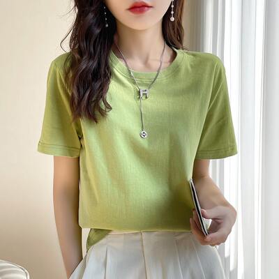 200g Xinjiang heavyweight pure cotton round-neck base T-shirt, white short-sleeved vest, loose solid color men's and women's half-sleeved top