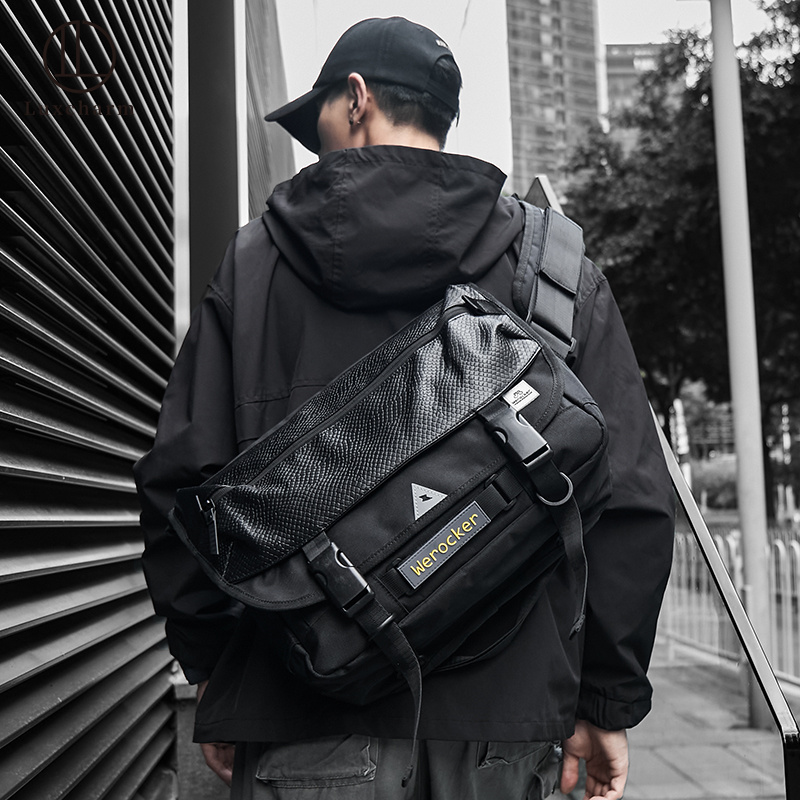 Men Trends Diagonal Satchel Bag Fashion Temperament Riding Bag Large Capacity Computer Men's Bag Leisure Function Postman Bag