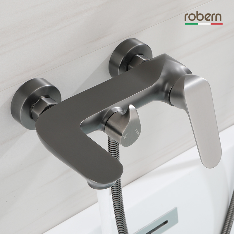 robern full copper bath tap hot and cold triple shower tap water mixing valve sprinkler head shower suit gun grey