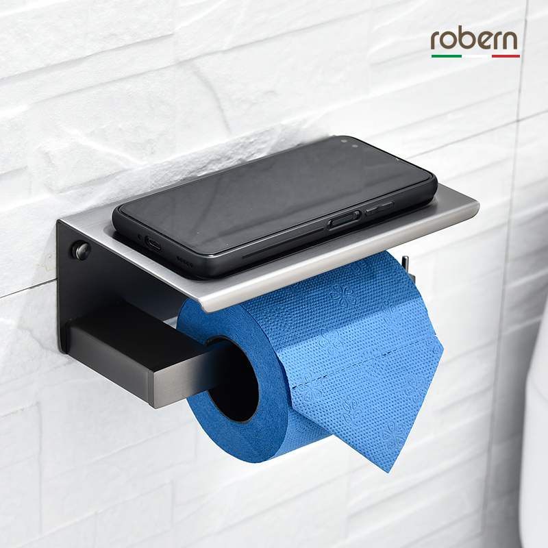 robern make-up room paper towel rack toilet rack 304 stainless steel drum toilet paper holder toilet paper rack wire drawing gun ash