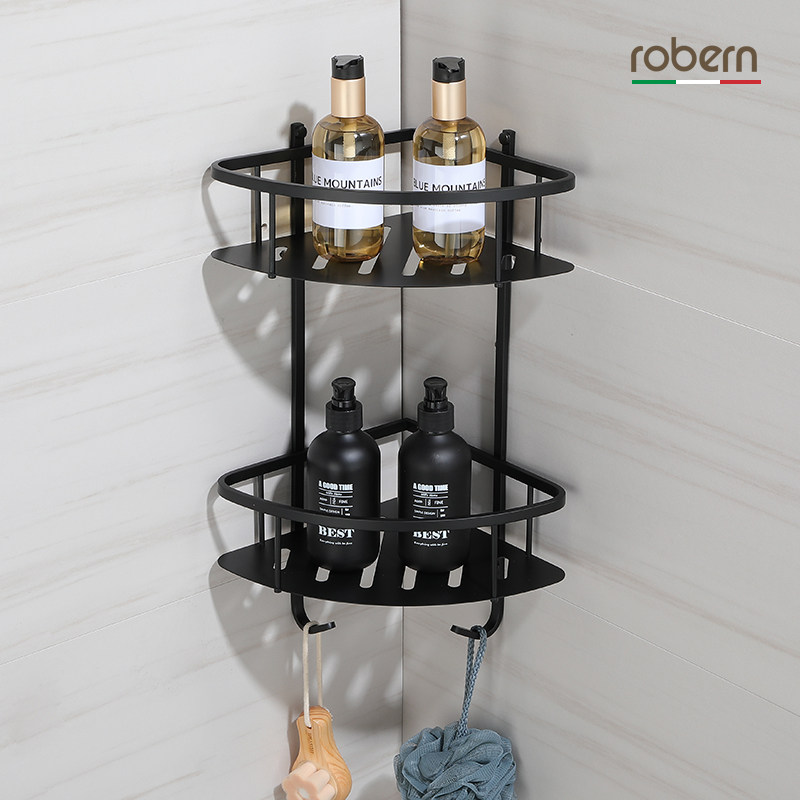 robern bathroom corner rack double makeup room mesh basket toiletry items rack 304 stainless steel black