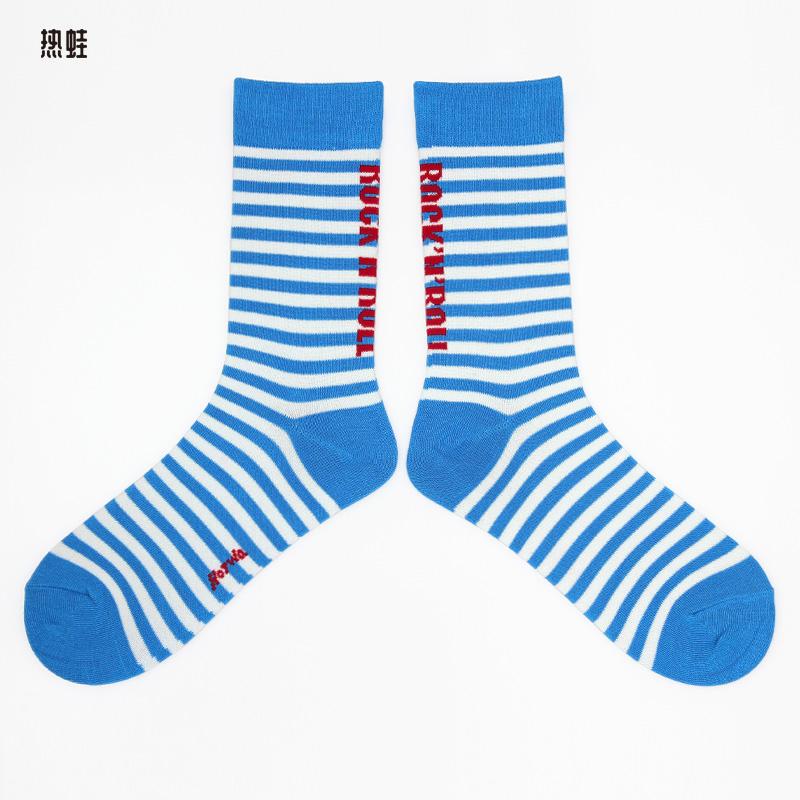 Mid-Calf Trendy Socks, Sailor Shirt, Blue Striped Socks, Music Festival Rock N Roll Socks, Couple Socks, Personalized Socks