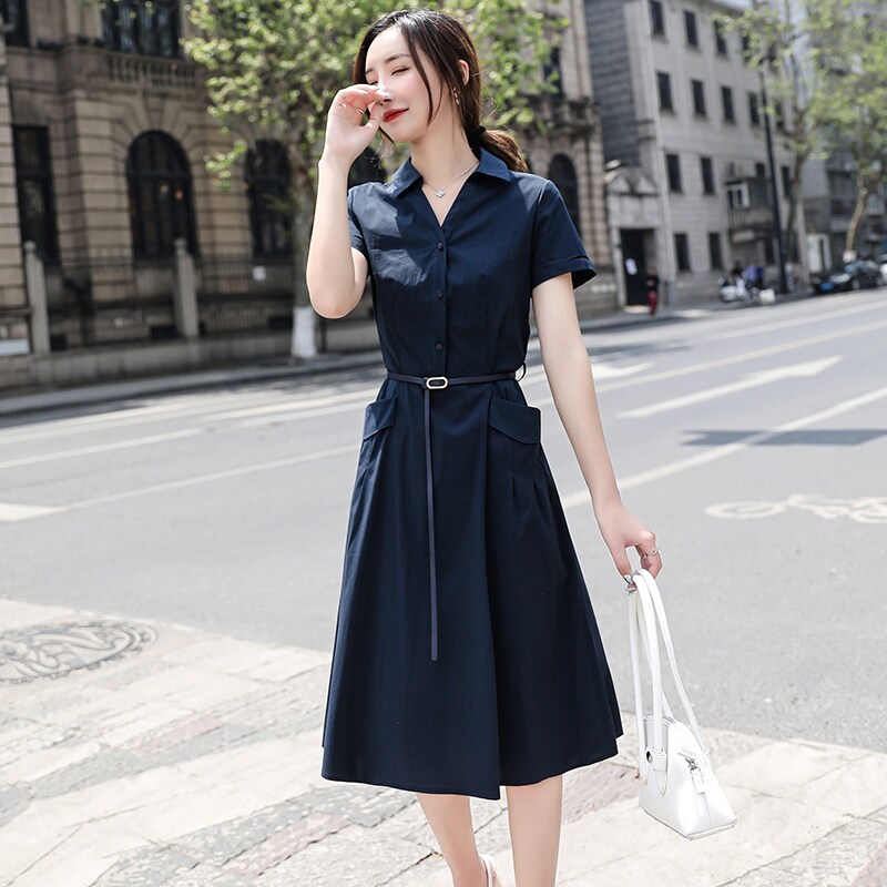 2022 summer new dress female high-end temperament celebrity high-end small v-neck Polo shirt skirt